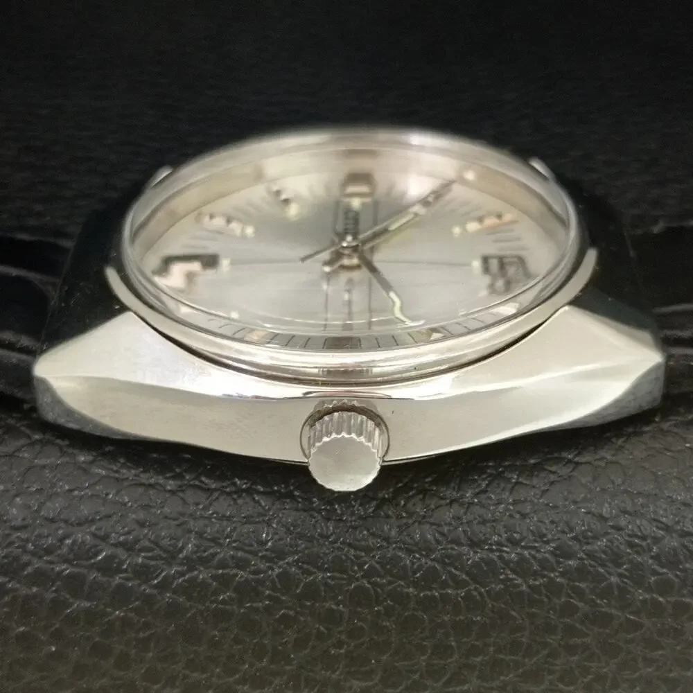 Vintage 1984 Citizen Manual Wound Mens Silver Watch & Silver Accents